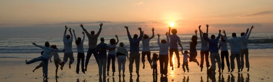 Large group on a beach