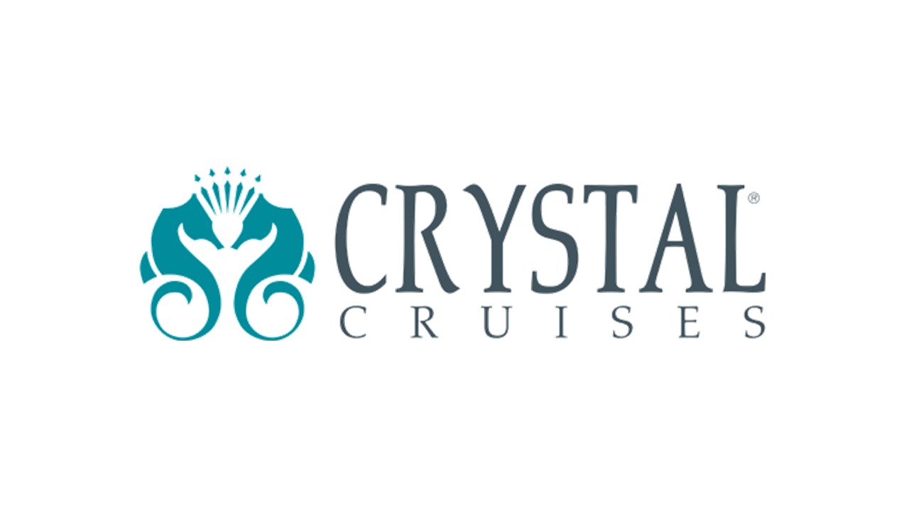 2 mirrored seahorses create the Crystal Cruises logo