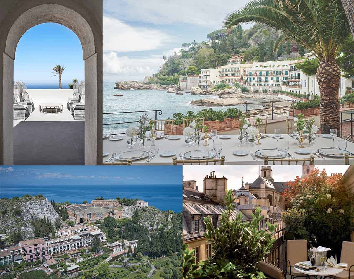 Photo collage of various luxury hotels