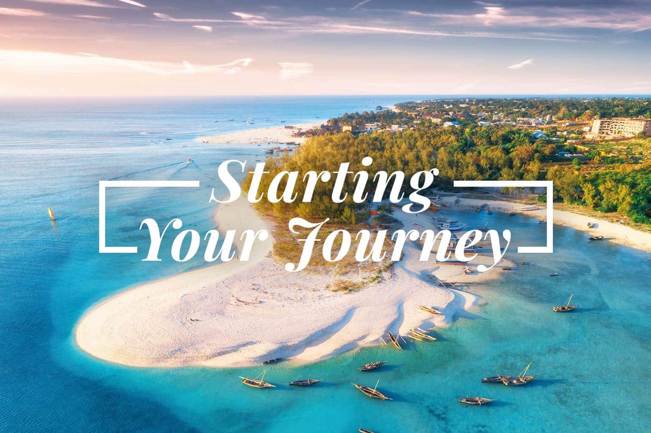 Photo of a scenic beach with the text "Starting Your Journey"