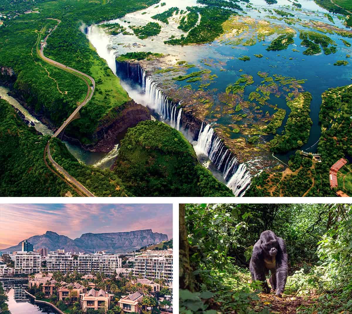 Collage showing photos of 3 beautiful African destinations