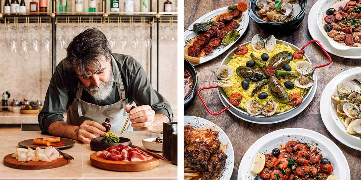 Left: Chef Nuno Mendes, Bairro Alto Hotel | Right: Portuguese tapas