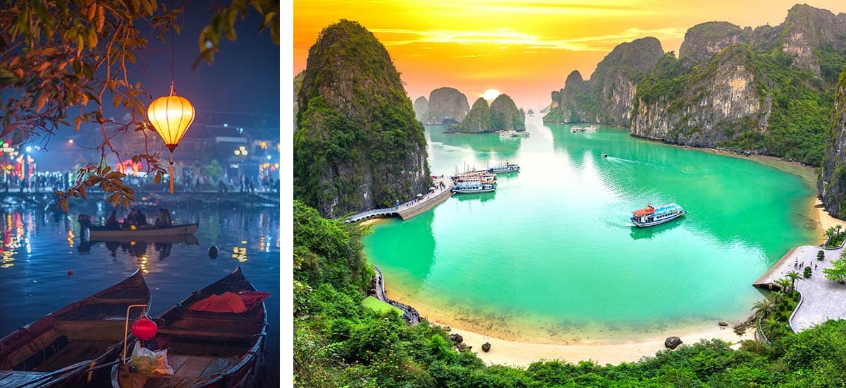 Left: Hoi An | Right: Halong Bay