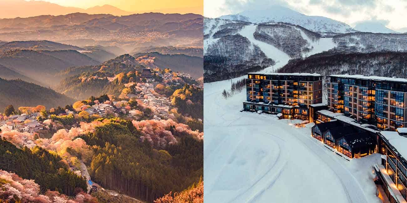 Left: Yoshino, Nara | Right: Park Hyatt Niseko Hanazono, Hokkaido