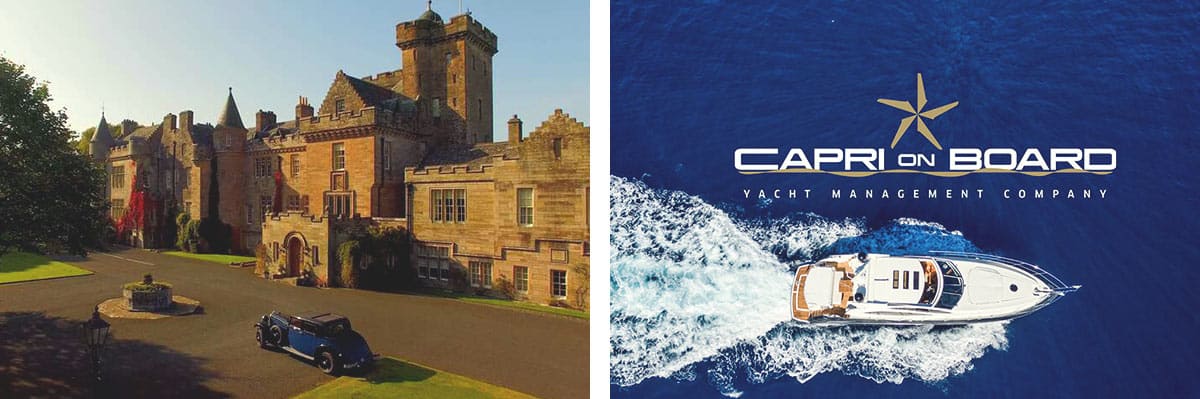 Left: Glenapp Castle, Scotland | Right: Capri on Board