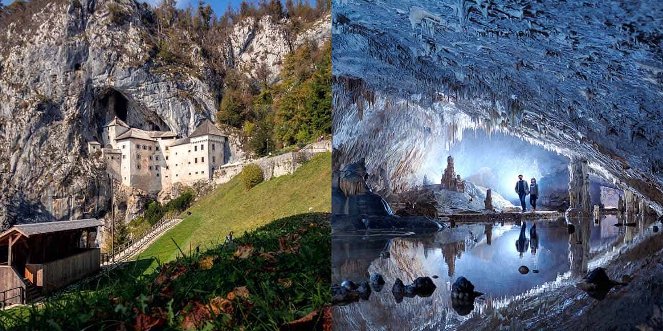 Left: Predjama Castle | Right: Postojna Cave Park