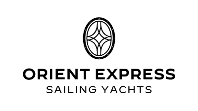 Logo for "Orient Express Sailing Yachts" featuring a stylized emblem above the text.