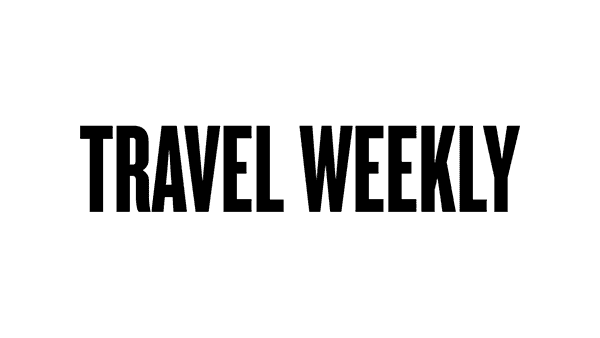 Logo of "Travel Weekly" in bold black letters on a white background.